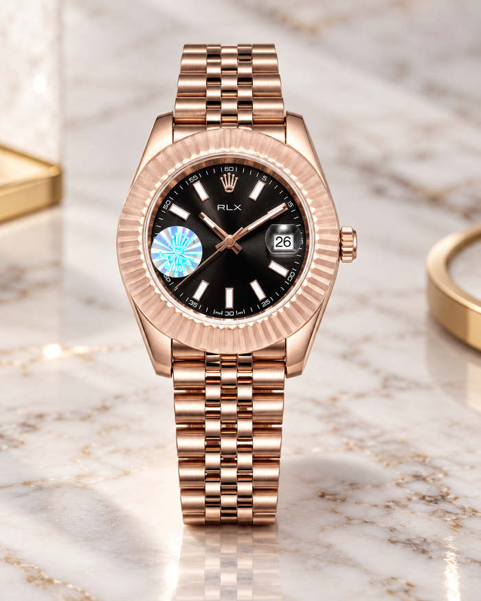 RLX Date Black Rose Gold Watch