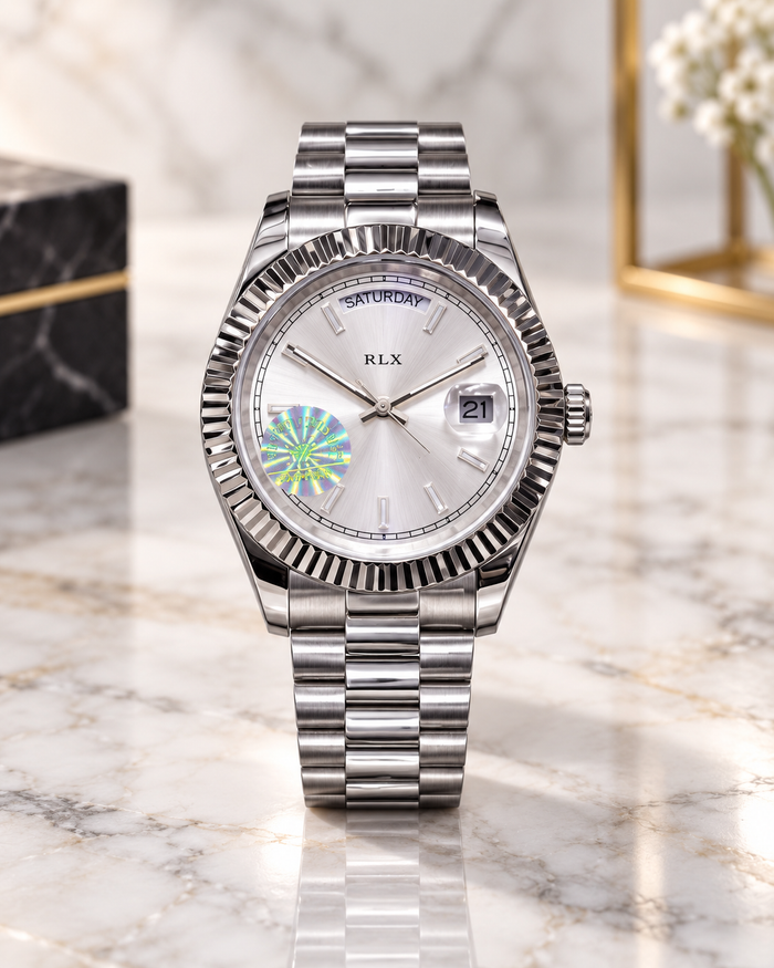 RLX Day-Date Black Silver Watch