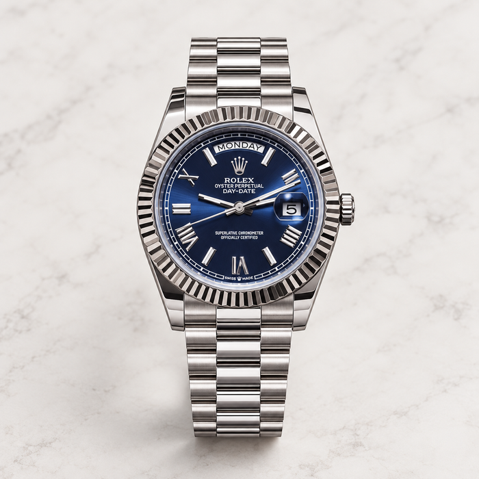 RLX Day-Date Blue Silver Watch