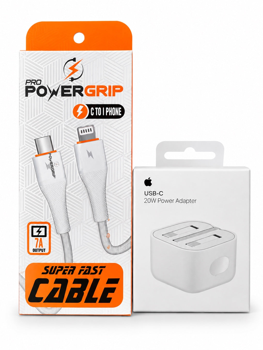 Fast charger with C to iPhone cable
