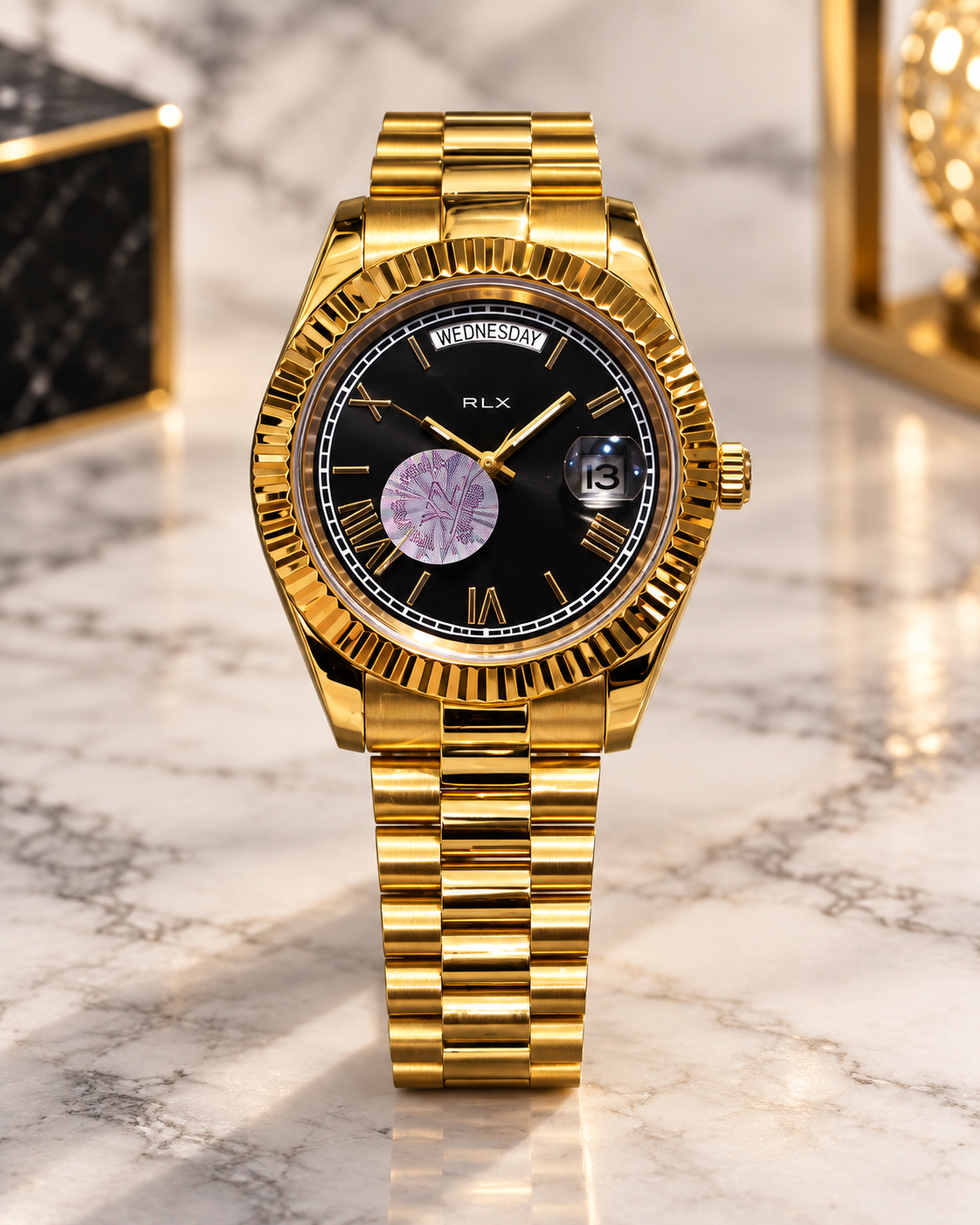 RLX Day-Date White Full Gold Watch
