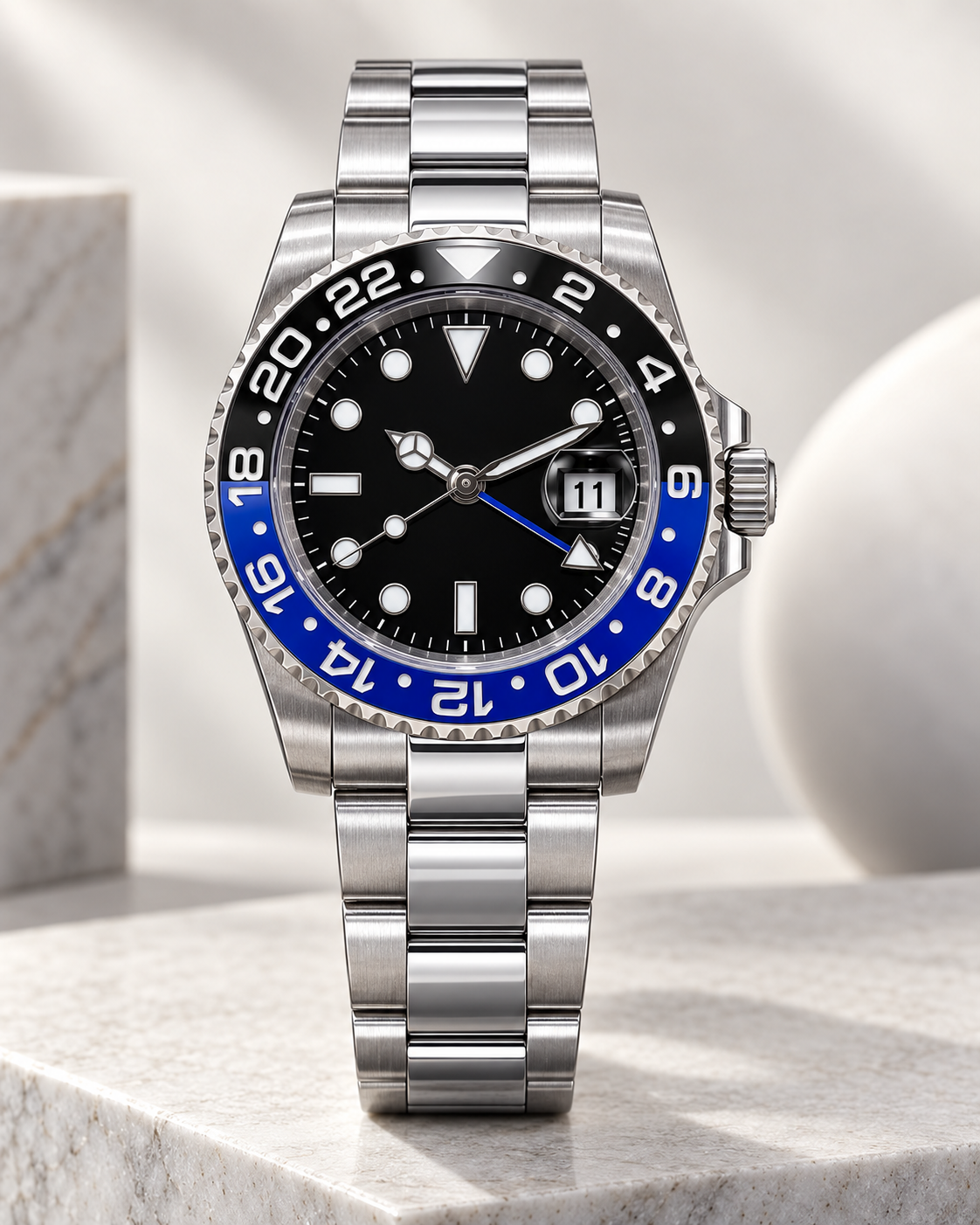 RLX GMT Black-Blue Silver Watch