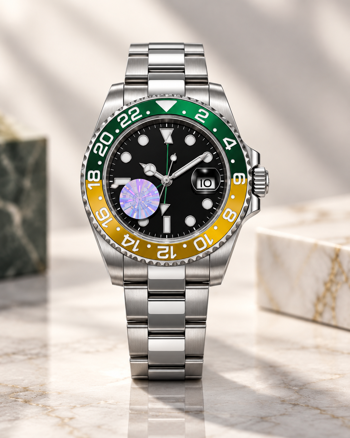 RLX GMT black brown silver watch