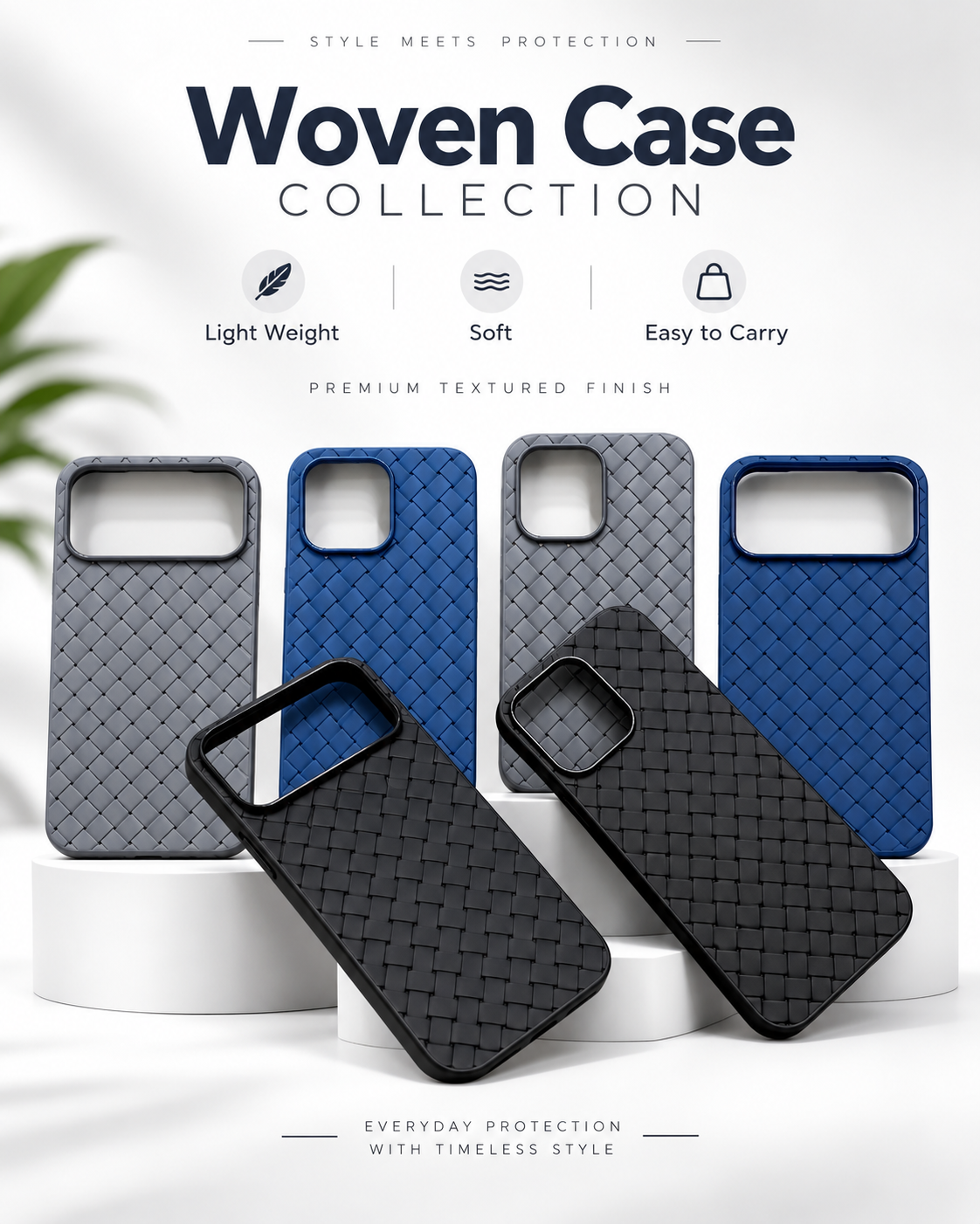 Woven Case Collection in blue grey and black